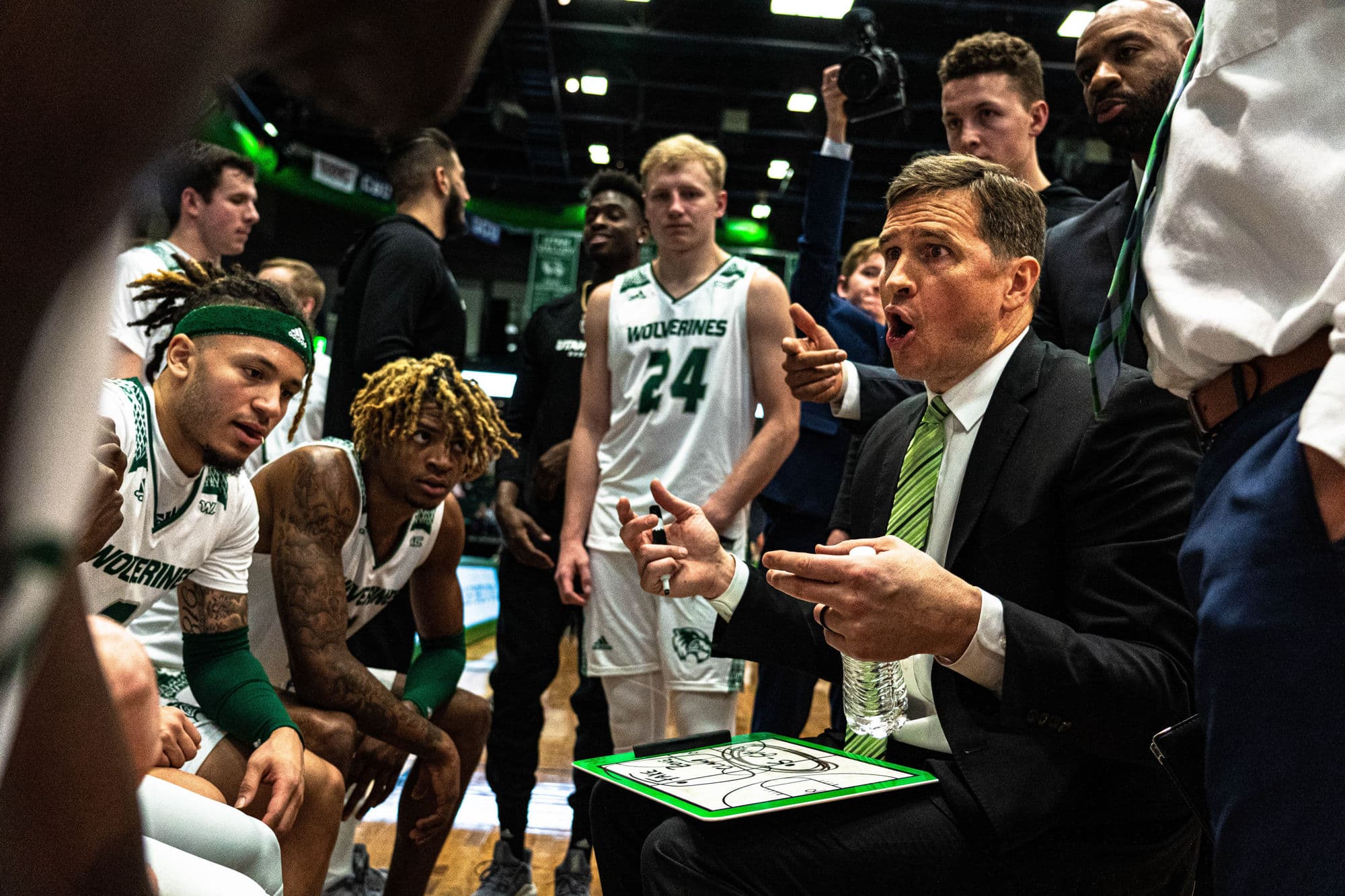 Men's basketball game shot for The UVU Review