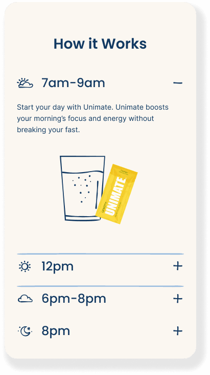How it Works — daily schedule with Unimate and Balance