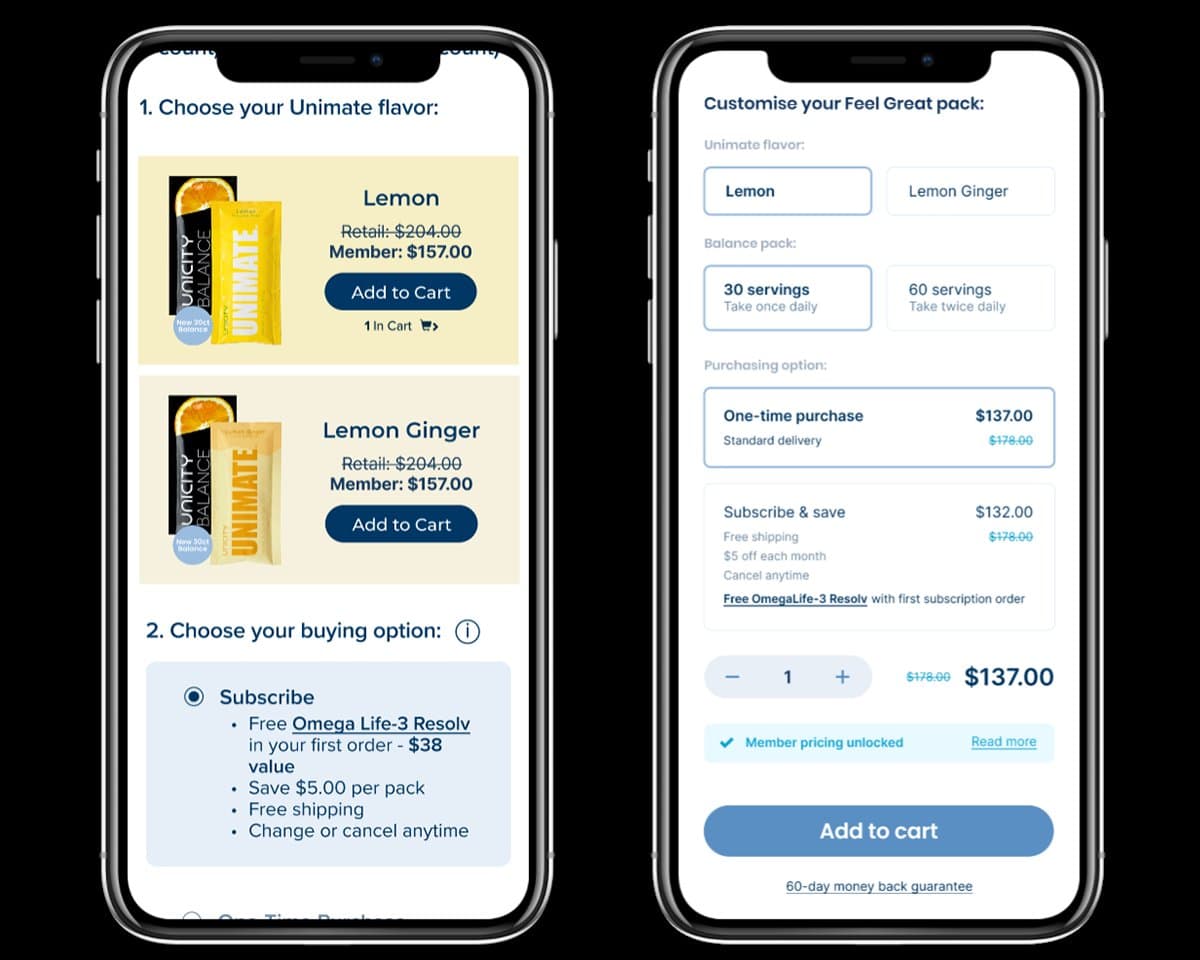 Before and after comparison of product selection flow